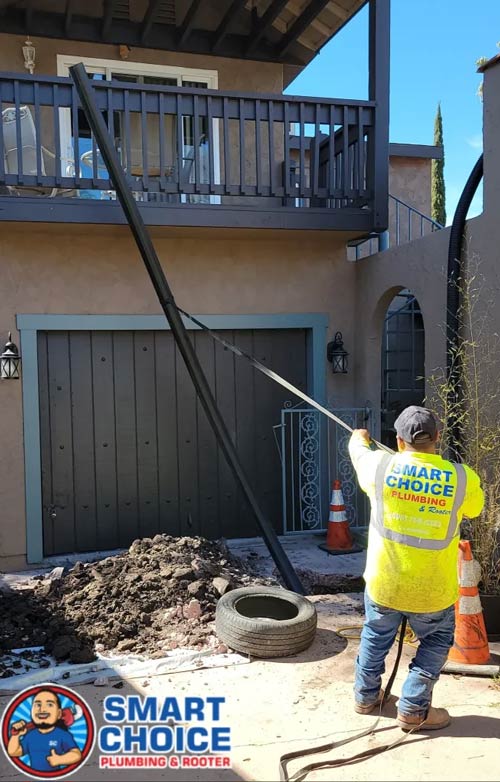 Installing the sewer lining.