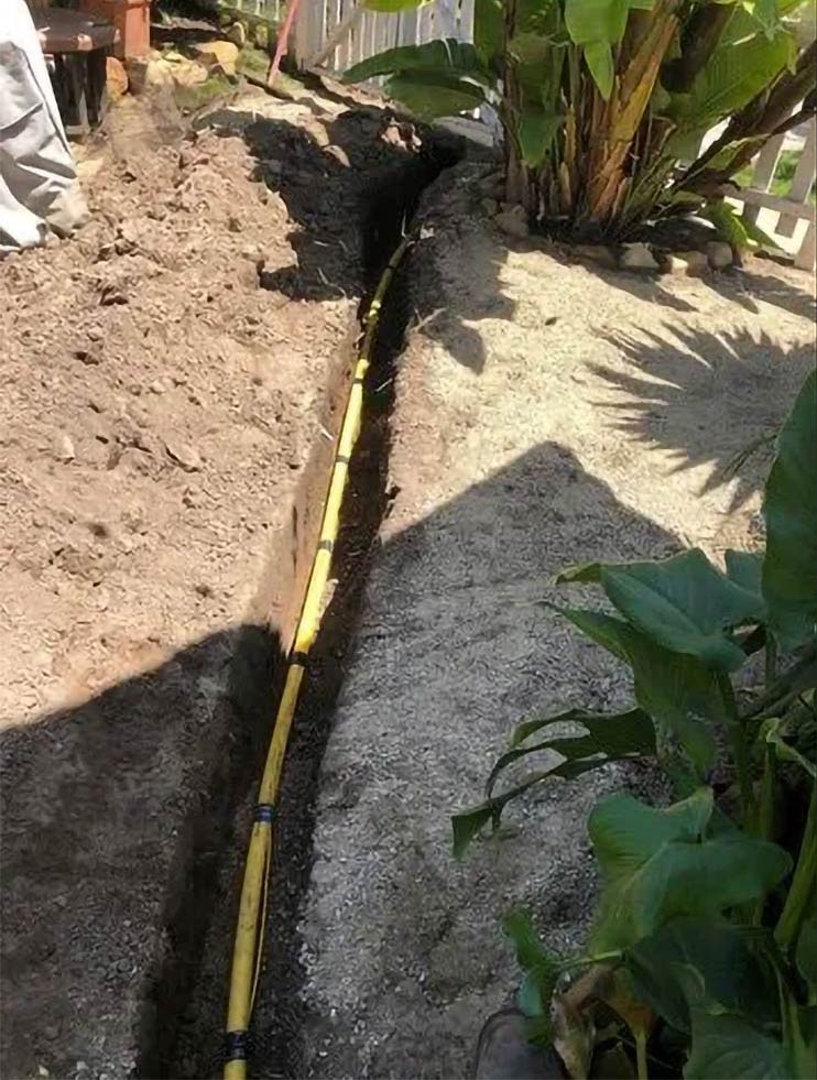 New Poly Gas Line In Backyard