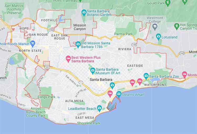 Map of Santa Barbara County.